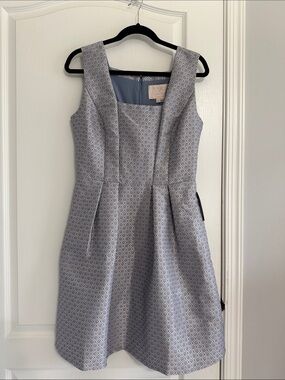 Gal Meets Glam Light Blue Geometric Fit & Flare Dress